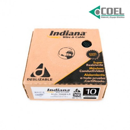 CARRETE CABLE THW CALIBRE 10 INDIANA NEGRO INDIN10C - SLY304