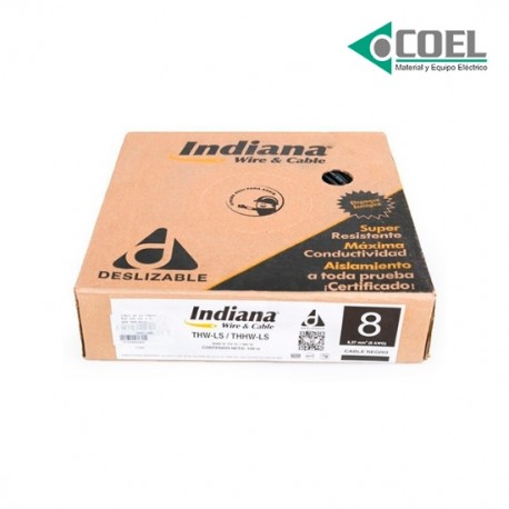 CARRETE CABLE THW LS 90 CALIBRE 8 NEGRO INDIANA - INDIN8C - SLY296