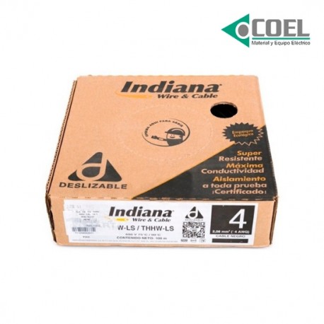 CABLE 600V CALIBRE 4 NEGRO INDIANA - INDIN4C - SLY287